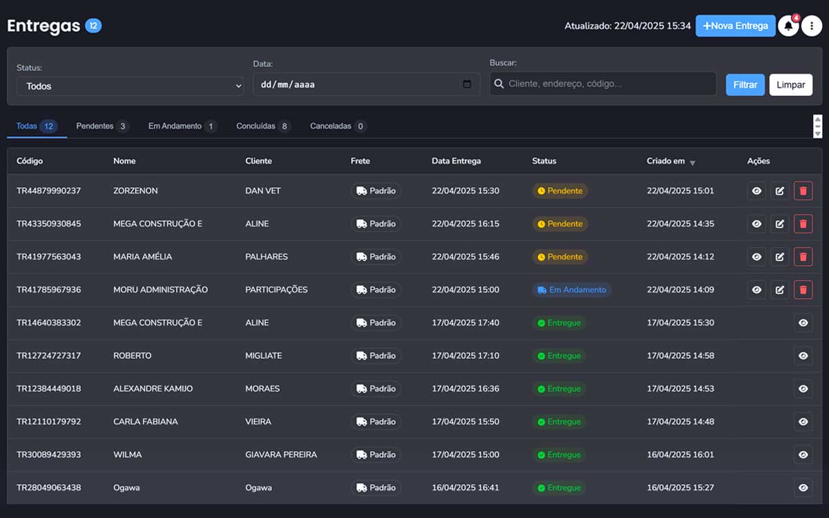 Demonstração do mapa de rastreamento BIBI.track