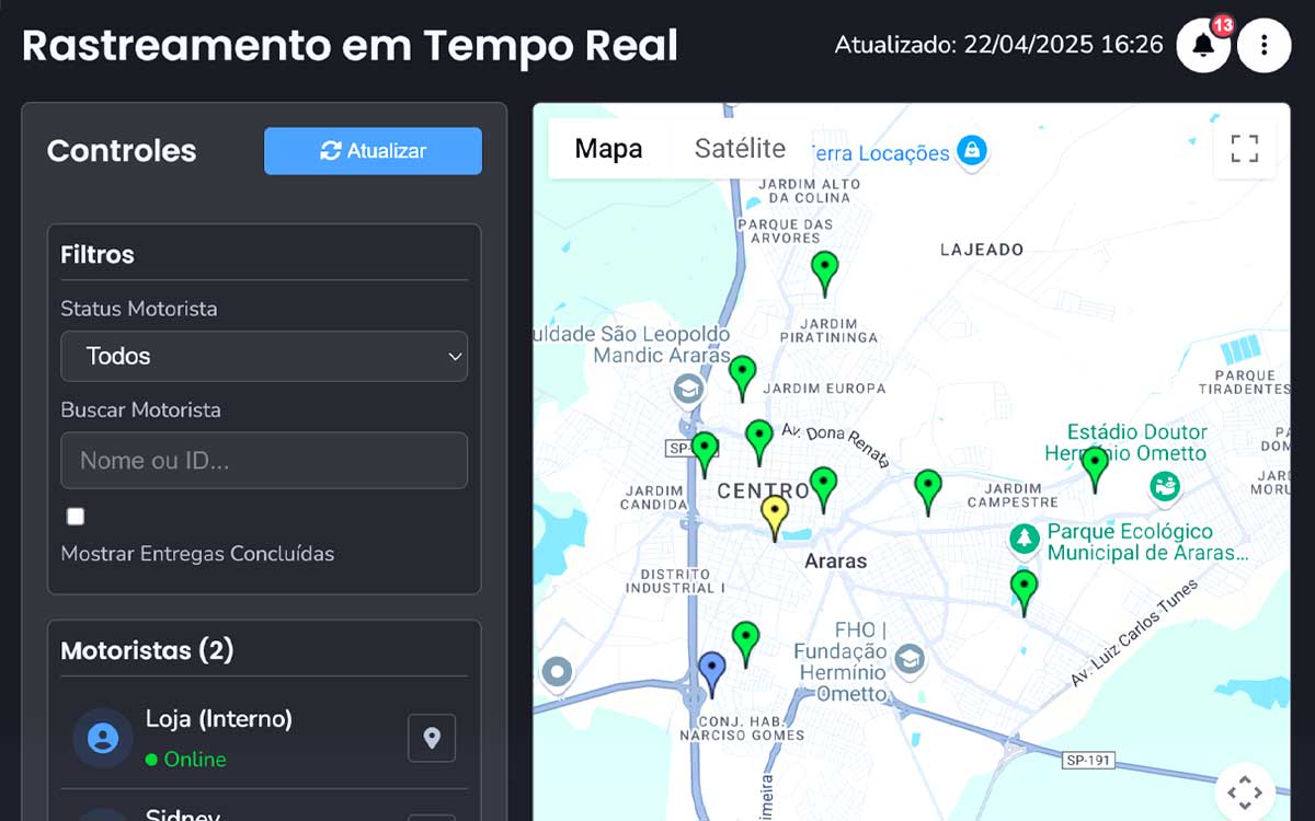 Ilustração do mapa de rastreamento BIBI.track